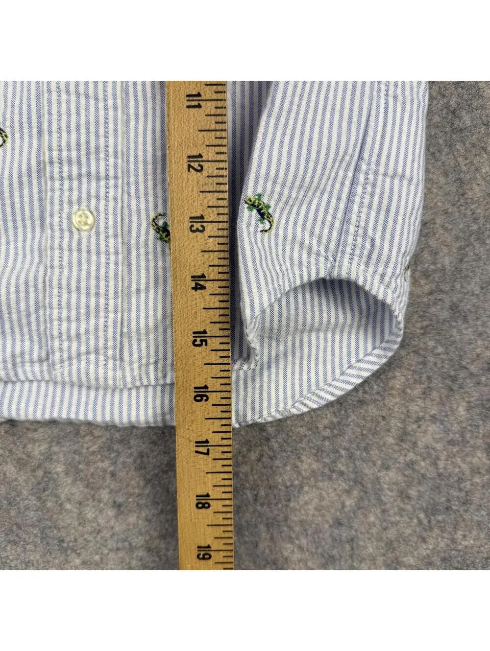 Ralph Lauren Long Sleeve Button Front Shirt Blue White Stripe Lizard 3T 577